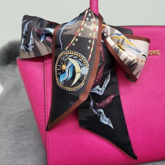 New Sun and Moon Silk Skinny Scarf Twilly - Picture 6 of 7